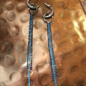 NWOT blue crystal and  rhinestone drop earrings